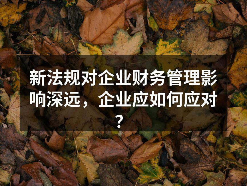 新法规对企业财务管理影响深远，企业应如何